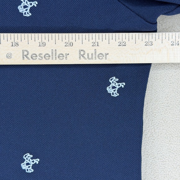 LOUIS CASTEL Mens Navy Blue Long Sleeve Polo Shirt All Over Pattern Size 110 - Picture 6 of 9